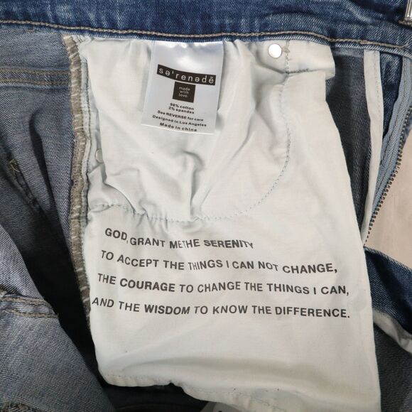 Serenede Jeans Men's 36x32 Blue Denim Distressed Skinny Slim Light Wash Ripped - Picture 7 of 14